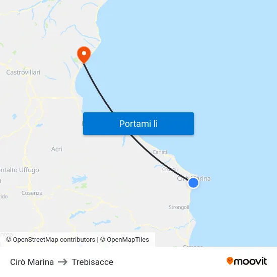 Cirò Marina to Trebisacce map