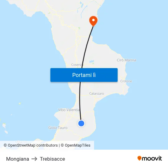 Mongiana to Trebisacce map