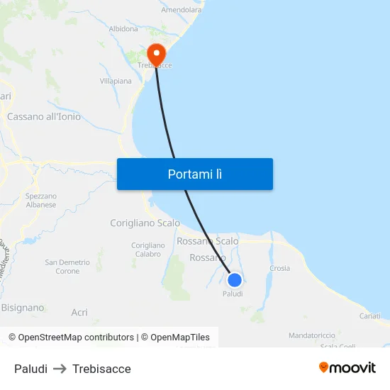 Paludi to Trebisacce map