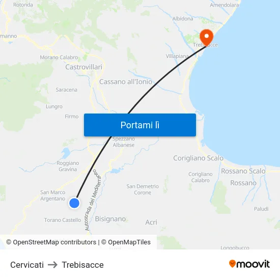 Cervicati to Trebisacce map