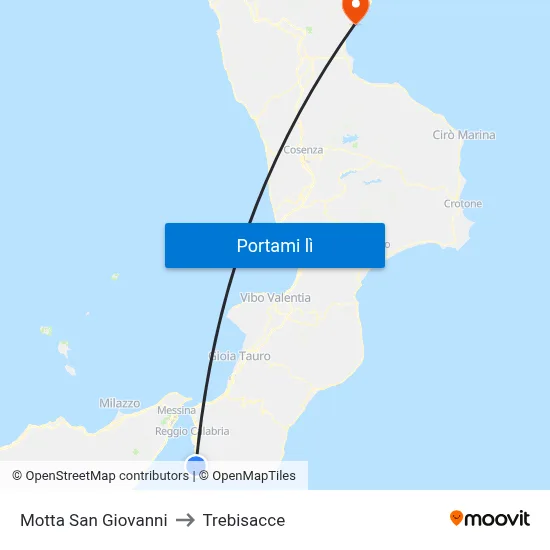 Motta San Giovanni to Trebisacce map