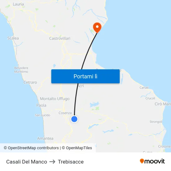 Casali Del Manco to Trebisacce map