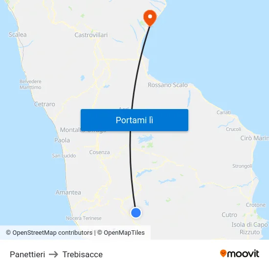 Panettieri to Trebisacce map