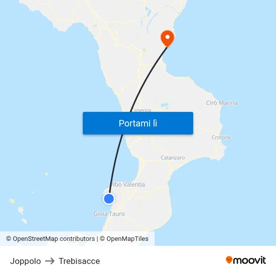 Joppolo to Trebisacce map