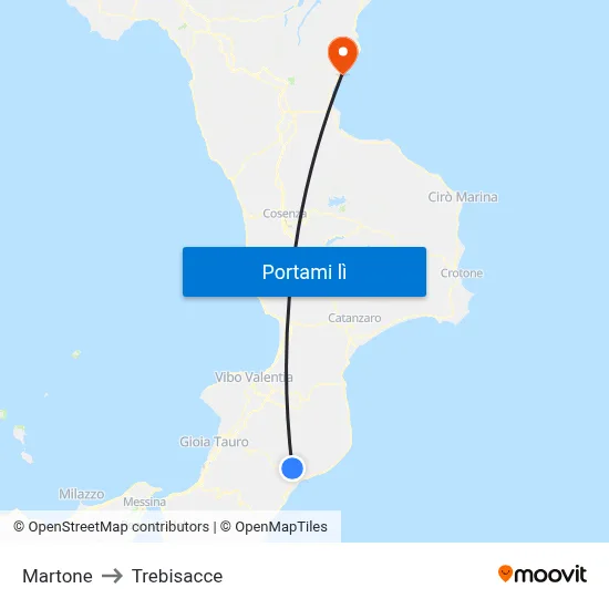 Martone to Trebisacce map