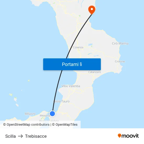 Scilla to Trebisacce map