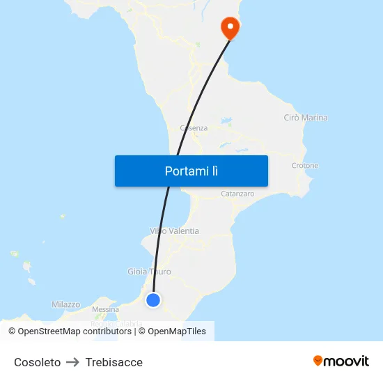 Cosoleto to Trebisacce map