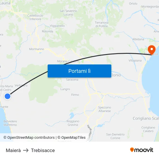 Maierà to Trebisacce map