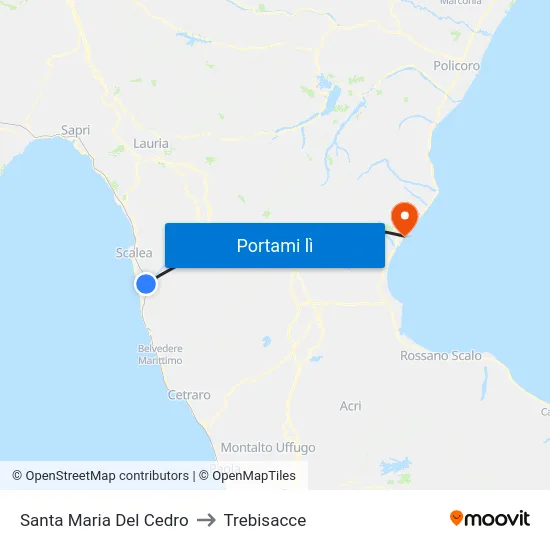 Santa Maria Del Cedro to Trebisacce map
