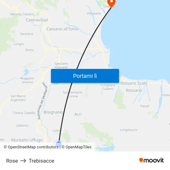Rose to Trebisacce map