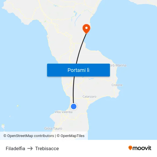 Filadelfia to Trebisacce map