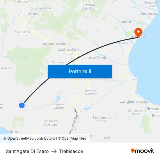 Sant'Agata Di Esaro to Trebisacce map
