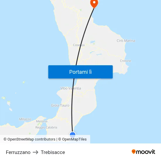 Ferruzzano to Trebisacce map