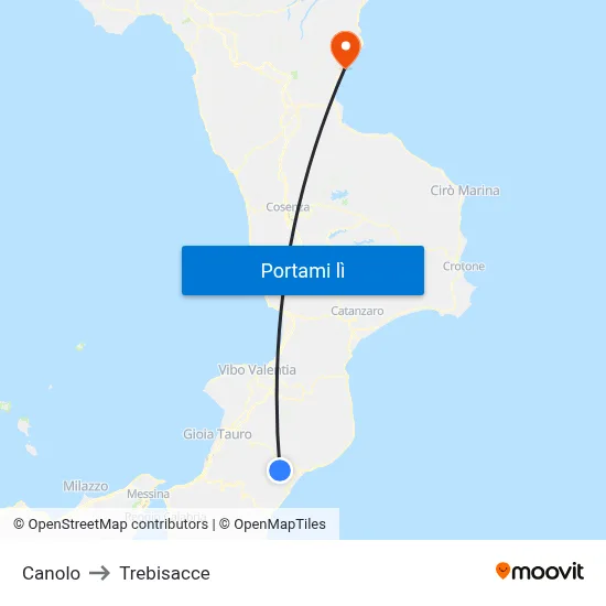 Canolo to Trebisacce map
