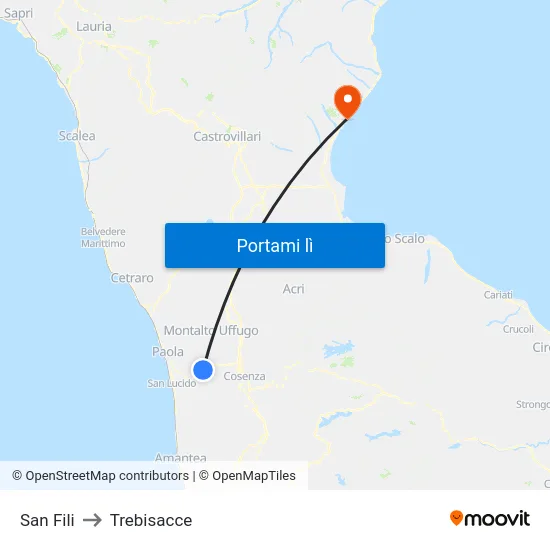 San Fili to Trebisacce map