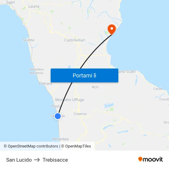 San Lucido to Trebisacce map