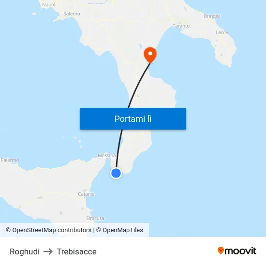 Roghudi to Trebisacce map