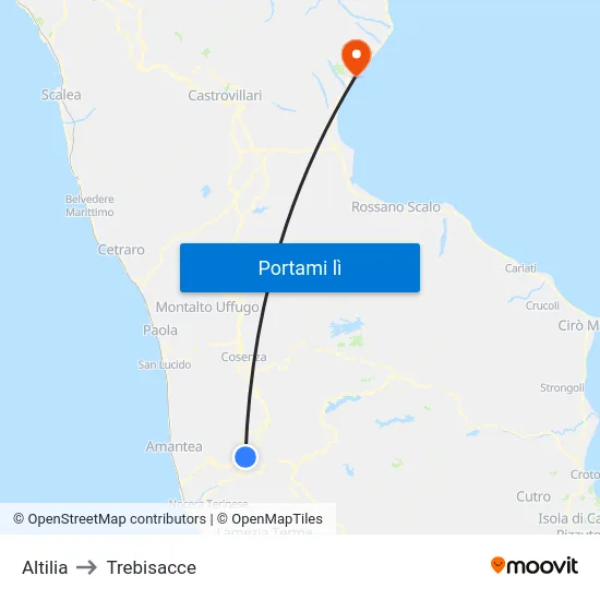 Altilia to Trebisacce map