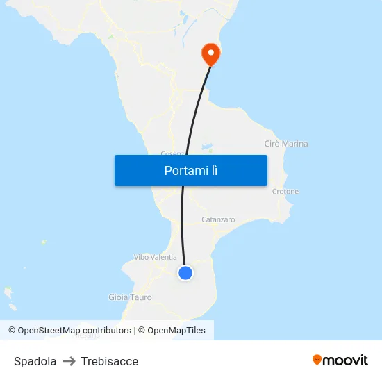 Spadola to Trebisacce map