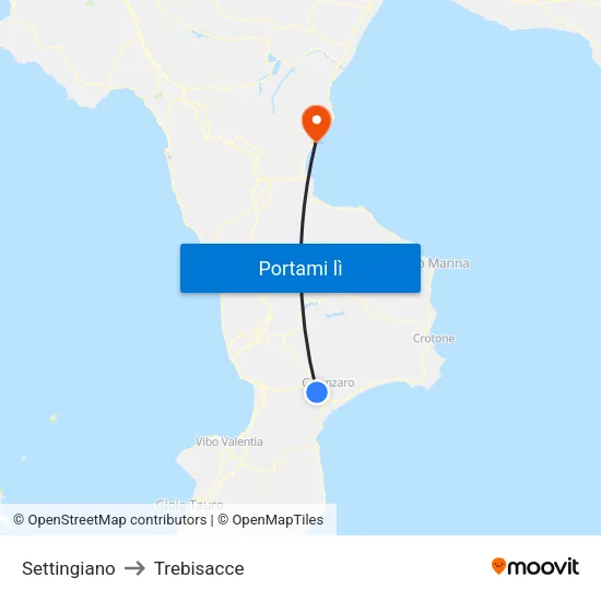 Settingiano to Trebisacce map