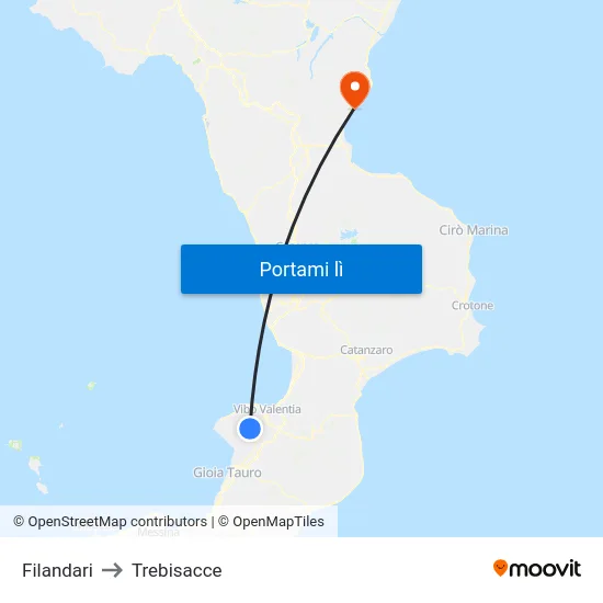 Filandari to Trebisacce map