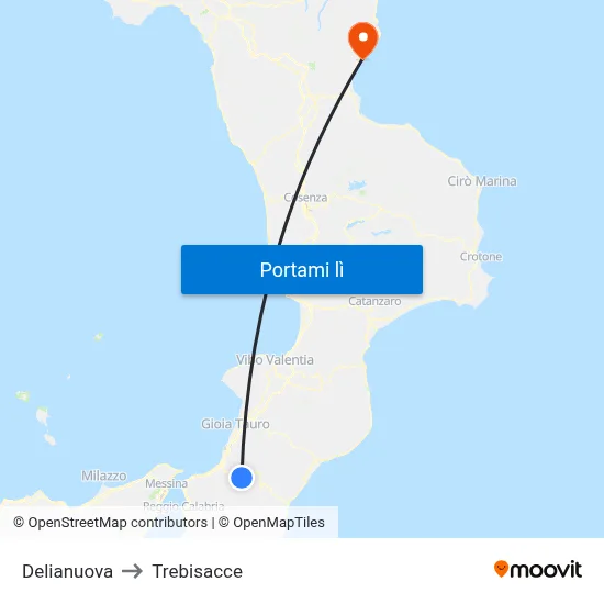 Delianuova to Trebisacce map
