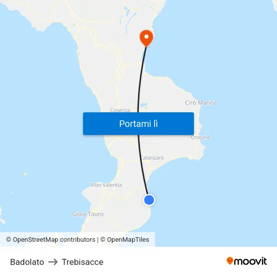 Badolato to Trebisacce map