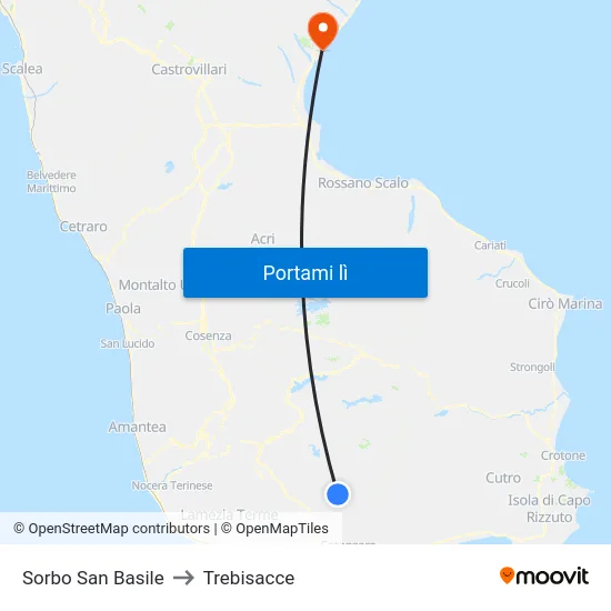 Sorbo San Basile to Trebisacce map