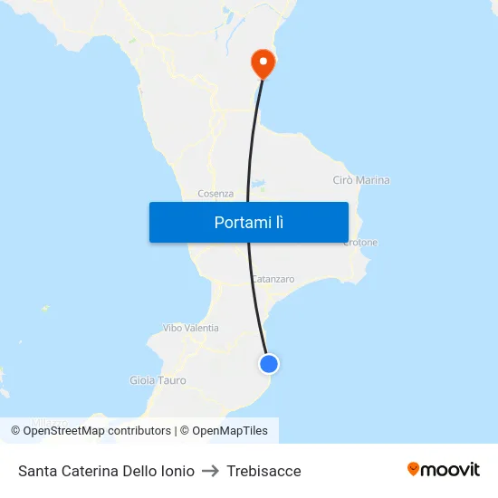 Santa Caterina Dello Ionio to Trebisacce map