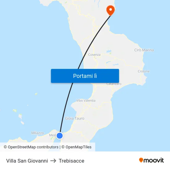 Villa San Giovanni to Trebisacce map