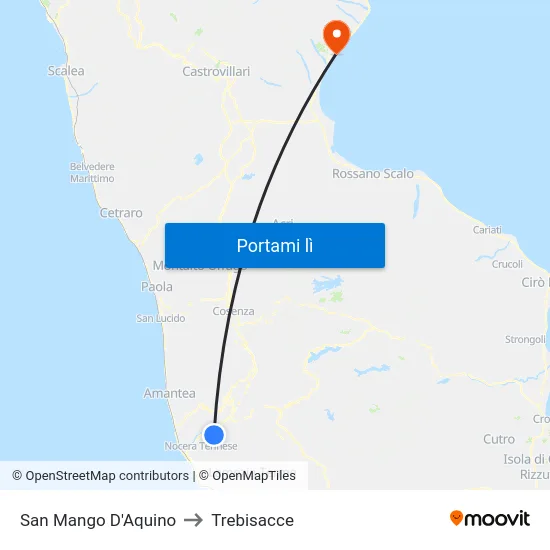 San Mango D'Aquino to Trebisacce map