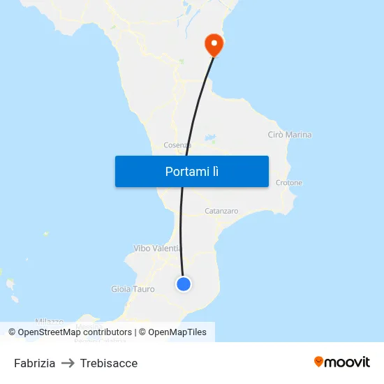 Fabrizia to Trebisacce map
