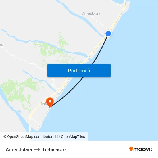 Amendolara to Trebisacce map