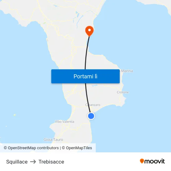 Squillace to Trebisacce map