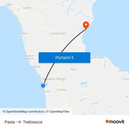 Paola to Trebisacce map