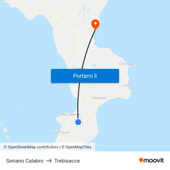 Soriano Calabro to Trebisacce map