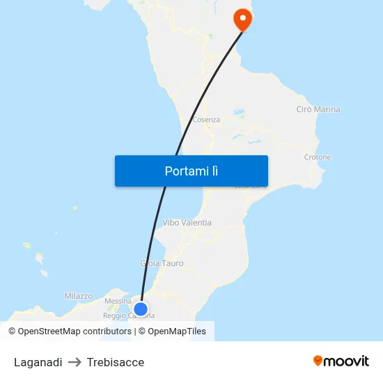 Laganadi to Trebisacce map
