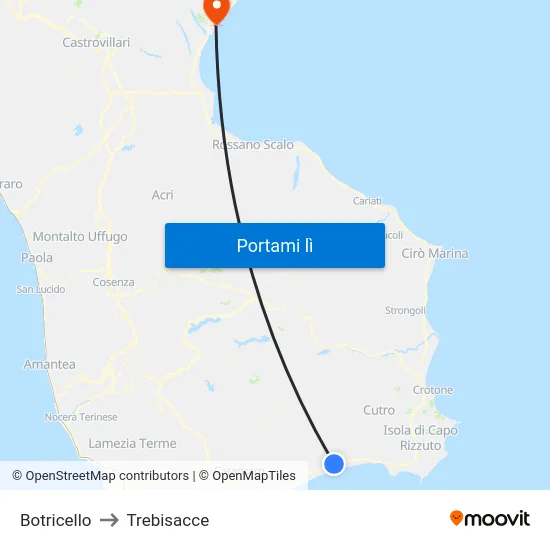 Botricello to Trebisacce map