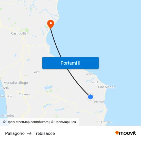 Pallagorio to Trebisacce map