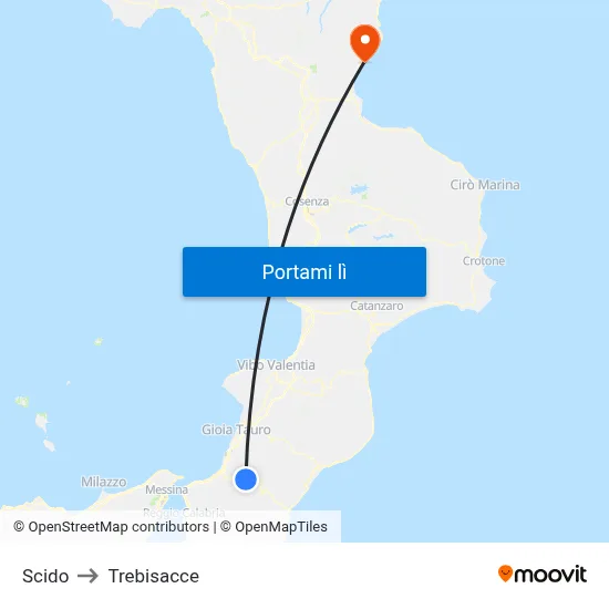 Scido to Trebisacce map