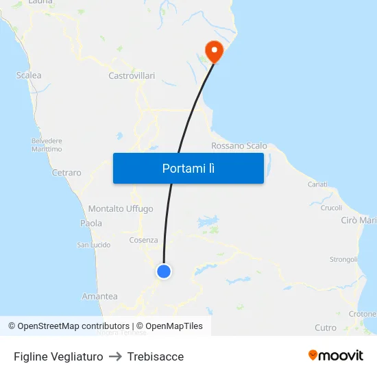 Figline Vegliaturo to Trebisacce map