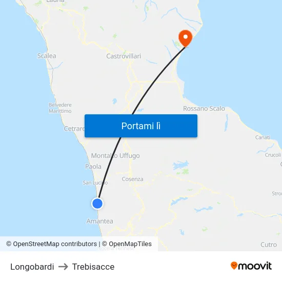 Longobardi to Trebisacce map