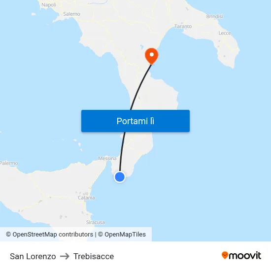 San Lorenzo to Trebisacce map