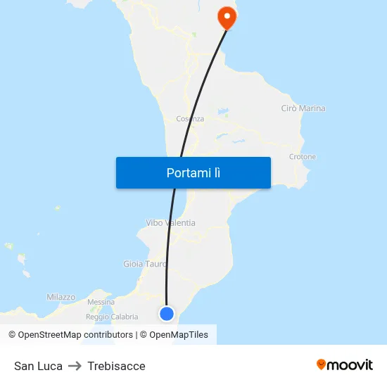 San Luca to Trebisacce map