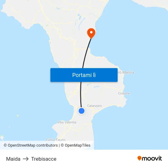 Maida to Trebisacce map