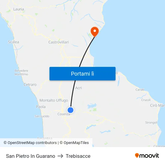San Pietro In Guarano to Trebisacce map