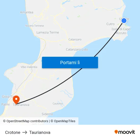 Crotone to Taurianova map