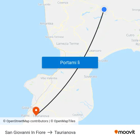 San Giovanni In Fiore to Taurianova map