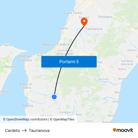 Cardeto to Taurianova map