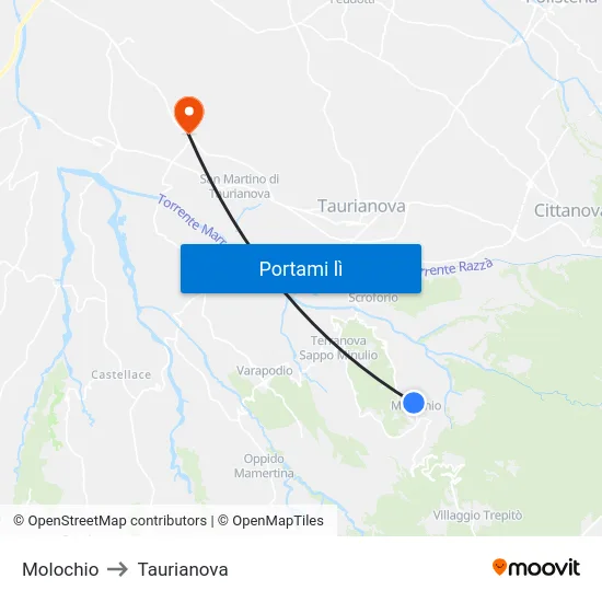 Molochio to Taurianova map